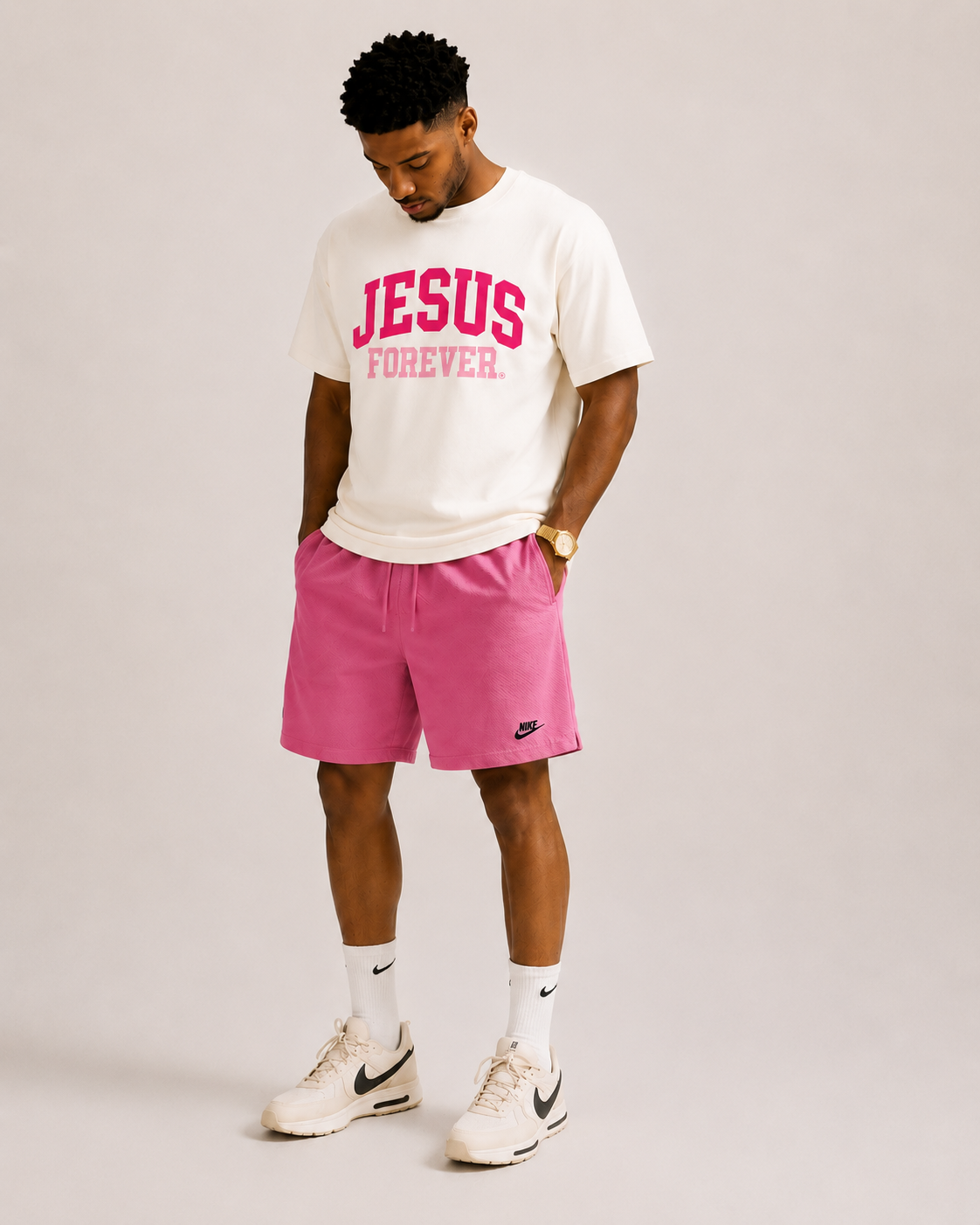 Authentic Oversized Cropped Tee Pink