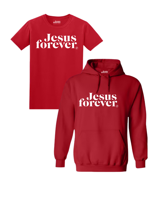 Jesus Forever Hoodie + FREE Tee - Red