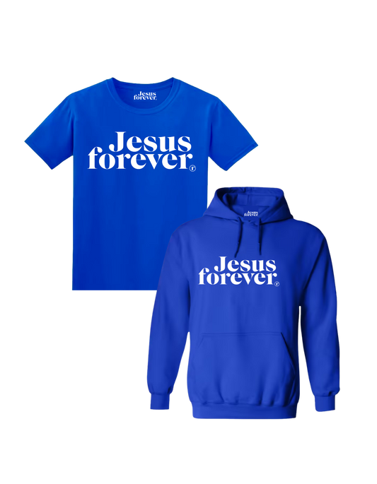 Jesus Forever Hoodie + FREE Tee - Royal Blue