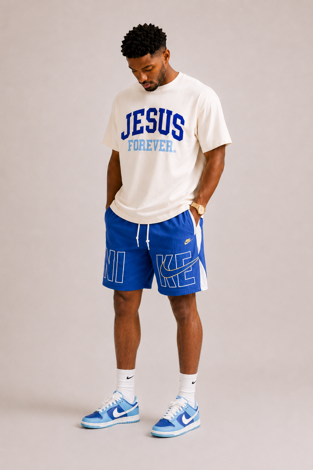 Authentic Oversized Cropped Tee Blue