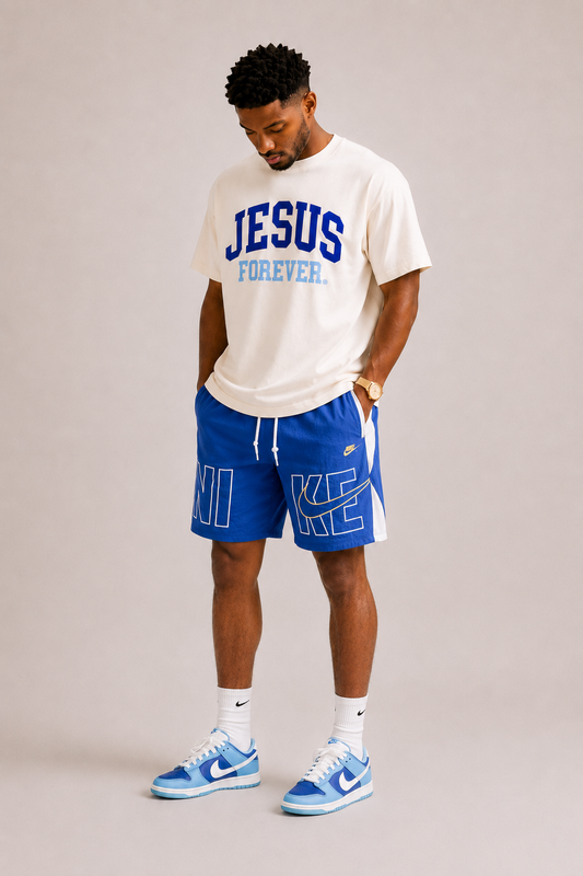 Authentic Oversized Cropped Tee Blue