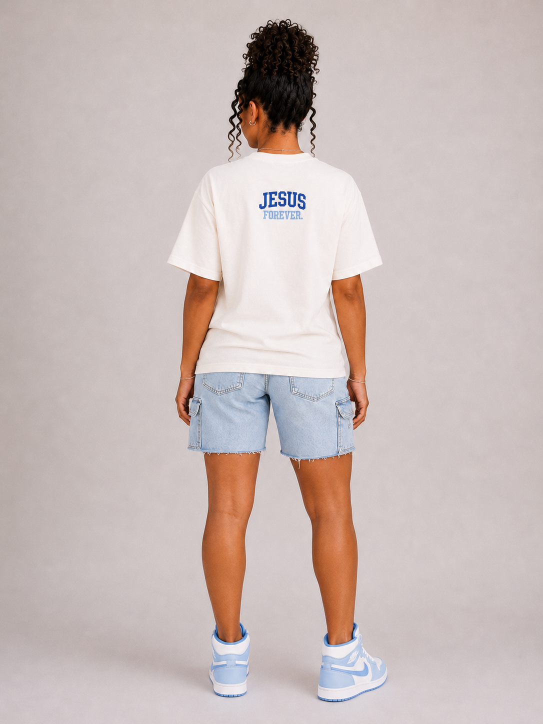 Authentic Oversized Cropped Tee Blue