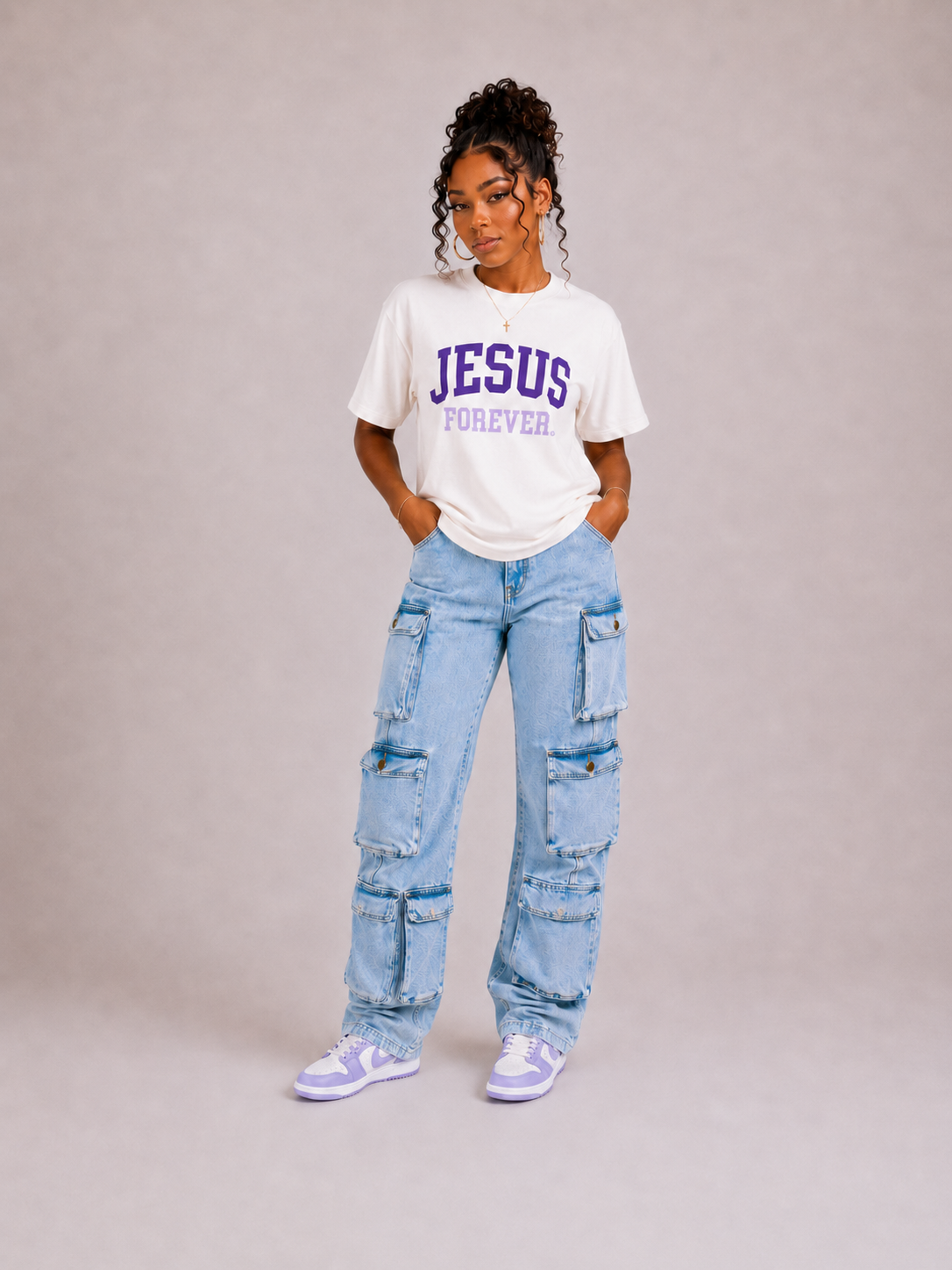 Jesus Forever Authentic Tee Purple