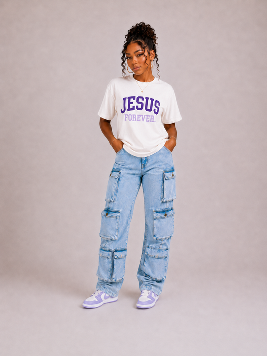 Jesus Forever Authentic Tee Purple